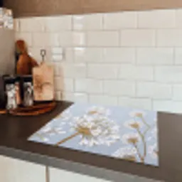 Illustratie - Bloemen - Blauw Inductie beschermer vinyl 3mm middel -sfeer3