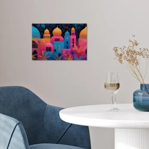 Kleurrijk - Stad - Nacht poster papier klein -sfeer3