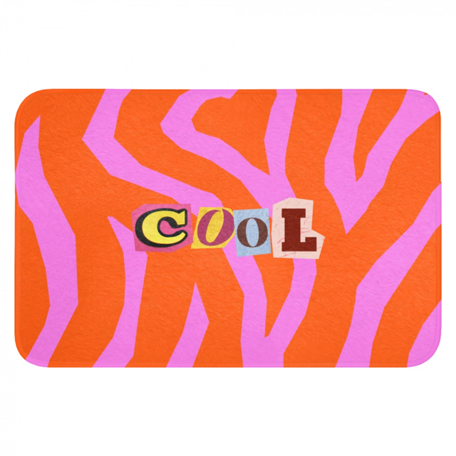 Zebraprint - Grafisch - COOL - Oranje Badmat klein -3d