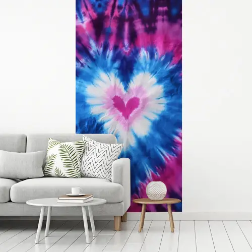 Hartvormig - Tie dye - Paars fotobehang vinyl groot -woonkamer