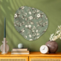 Botanisch - Vogels - Groen Wandcirkel Organisch Aluminium middel 851 -sfeer2