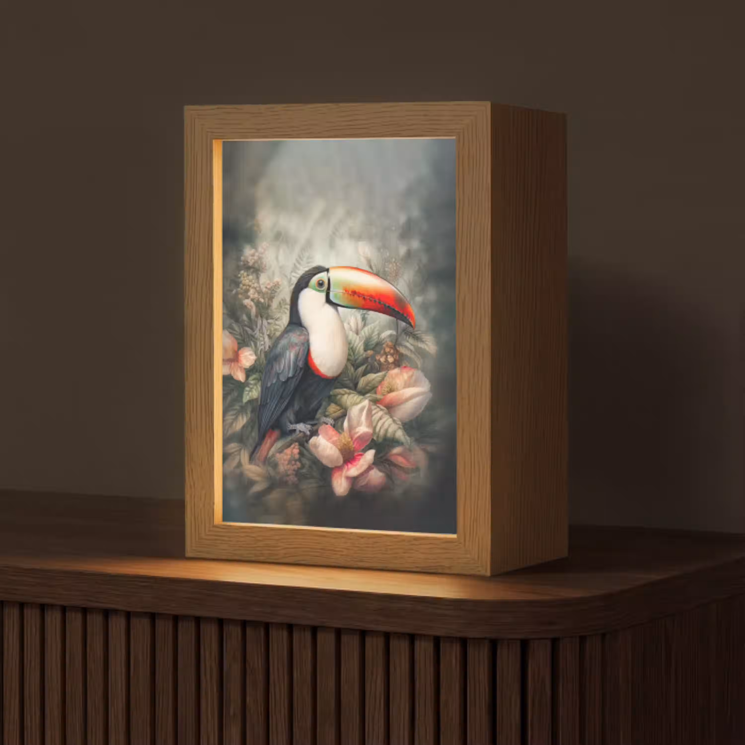 Toekan - Vogels - Bloemen - Planten - Tropisch Light Box met kabel (Tafellamp) klein -z3d_website