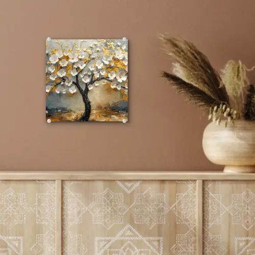Boom - Bloemen - Goud - Beige plexiglas 5mm klein -sfeer5