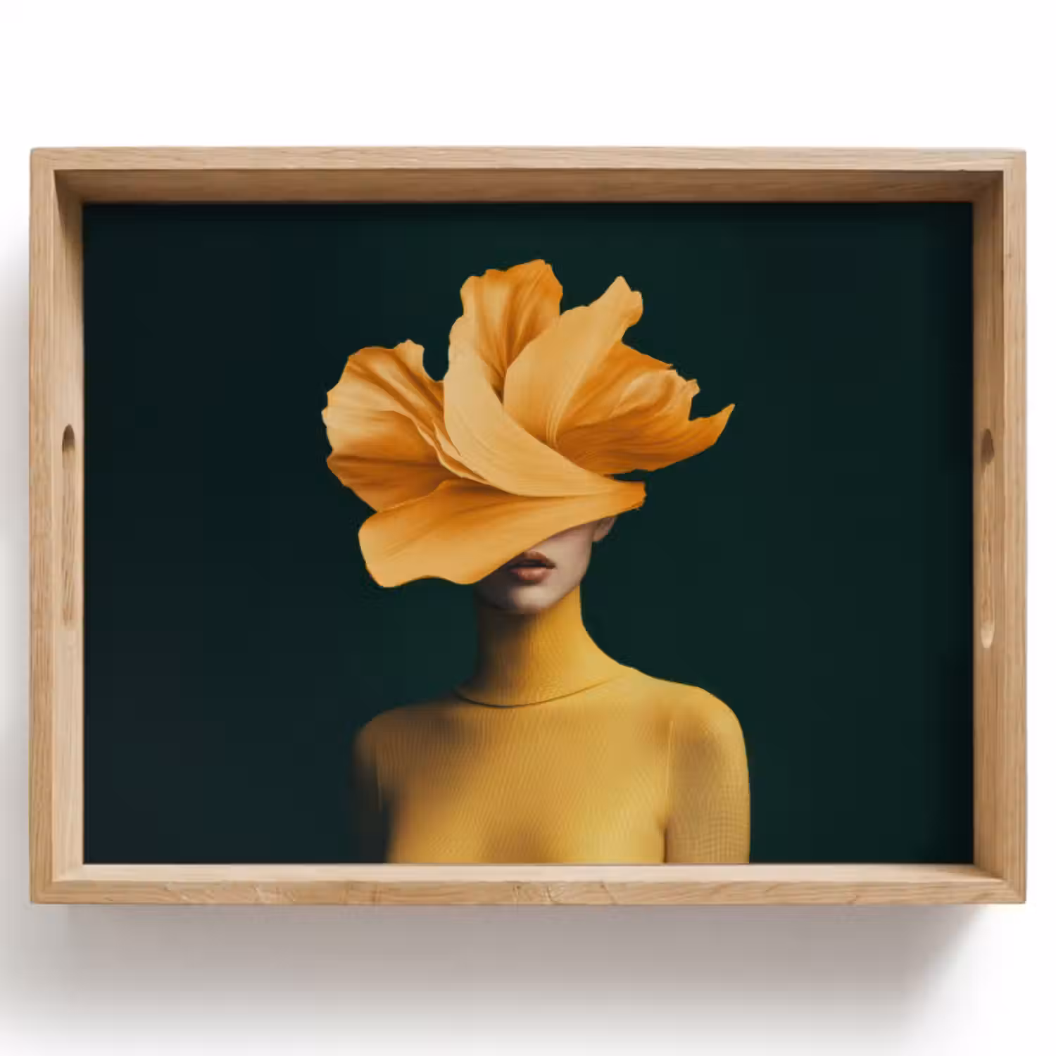 Dienblad - Vrouw - Hoed - Geel