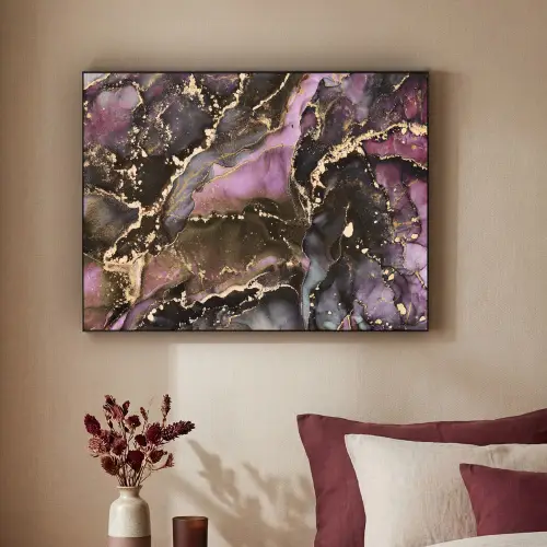 Marmer - Gold - Steen - Abstract Textielframe zwart klein -sfeer1