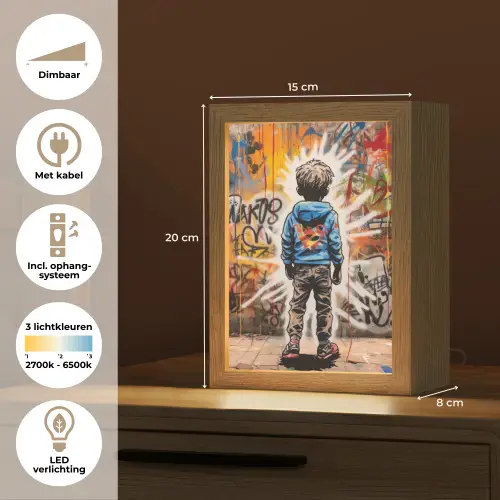 Graffiti - Jongen - Kleuren - Street Art Light Box met kabel (Tafellamp) klein -USP_NL