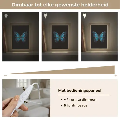 Vlinder - Blauw - Contrast Light Box met kabel (Tafellamp) klein -USP_dimbaarNL