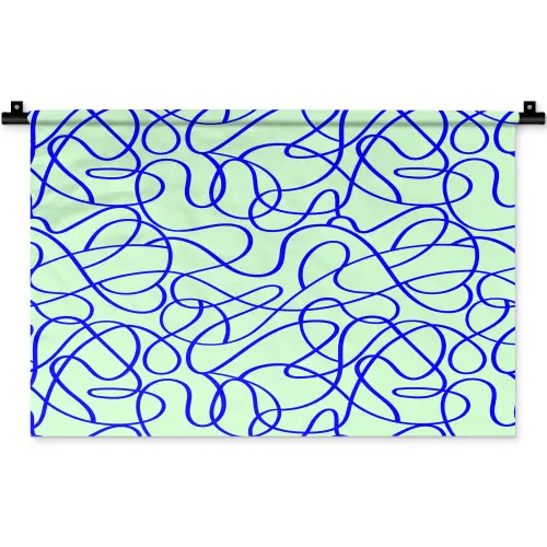 Mint - Blauw - Lijnen - Abstract Wandkleed katoen klein 269 -zz3d