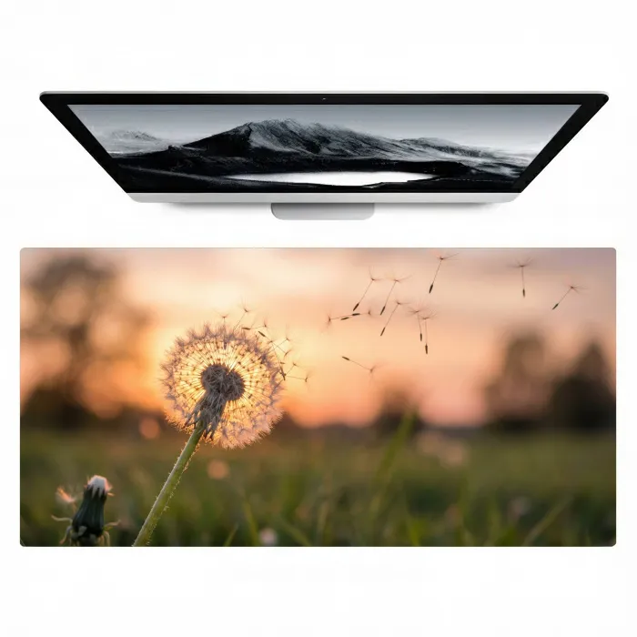 Paardenbloem - Zonsondergang - Veld Muismat XXL klein -zzz3d
