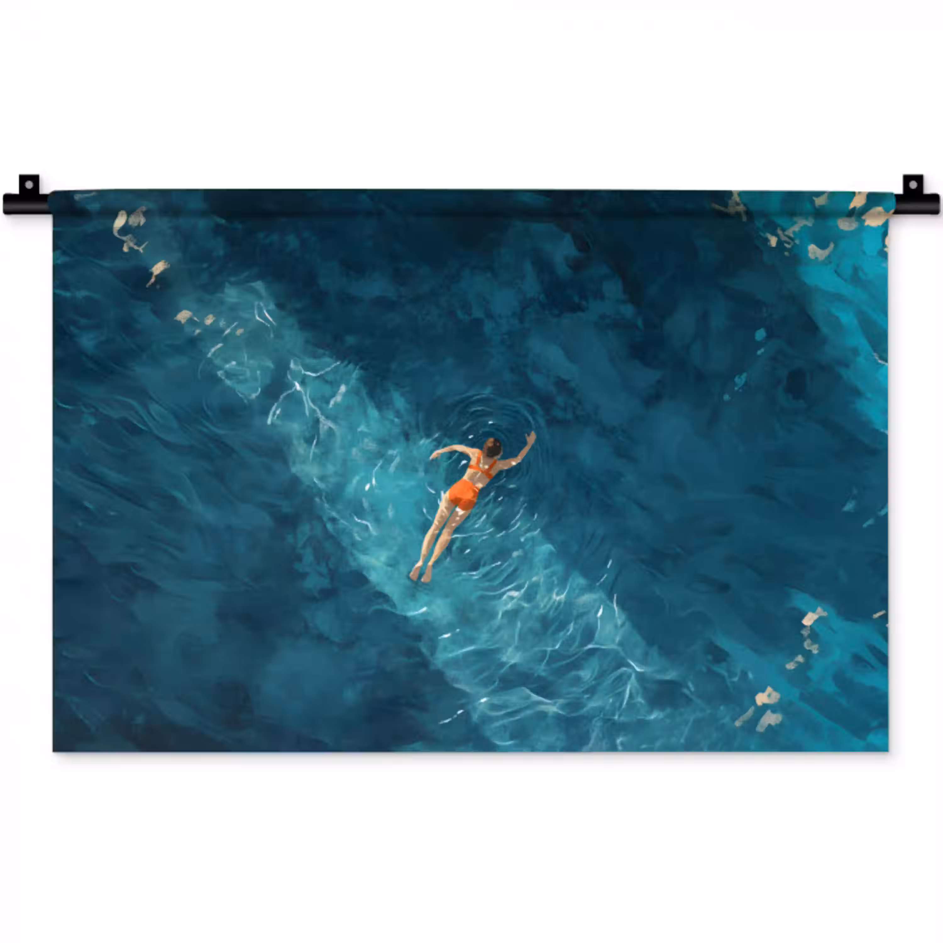 Vrouw - Water - Bikini - Oranje Wandkleed katoen klein -zz3d