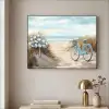 Strand - Zee - Fiets - Vintage - Bloemen Textielframe zwart klein -sfeer2