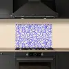Patronen - Beige - Blauw - Lijnen keuken achterwand spatscherm klein 900 -sfeer1