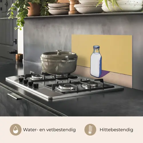 Glazen - Fles - Illustratie - Melk keuken achterwand spatscherm klein -usp_NL