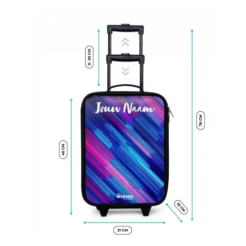 Neon - Strepen - Abstract - Blauw - Roze Kinderkoffer - Zwart klein -productfoto_formaten