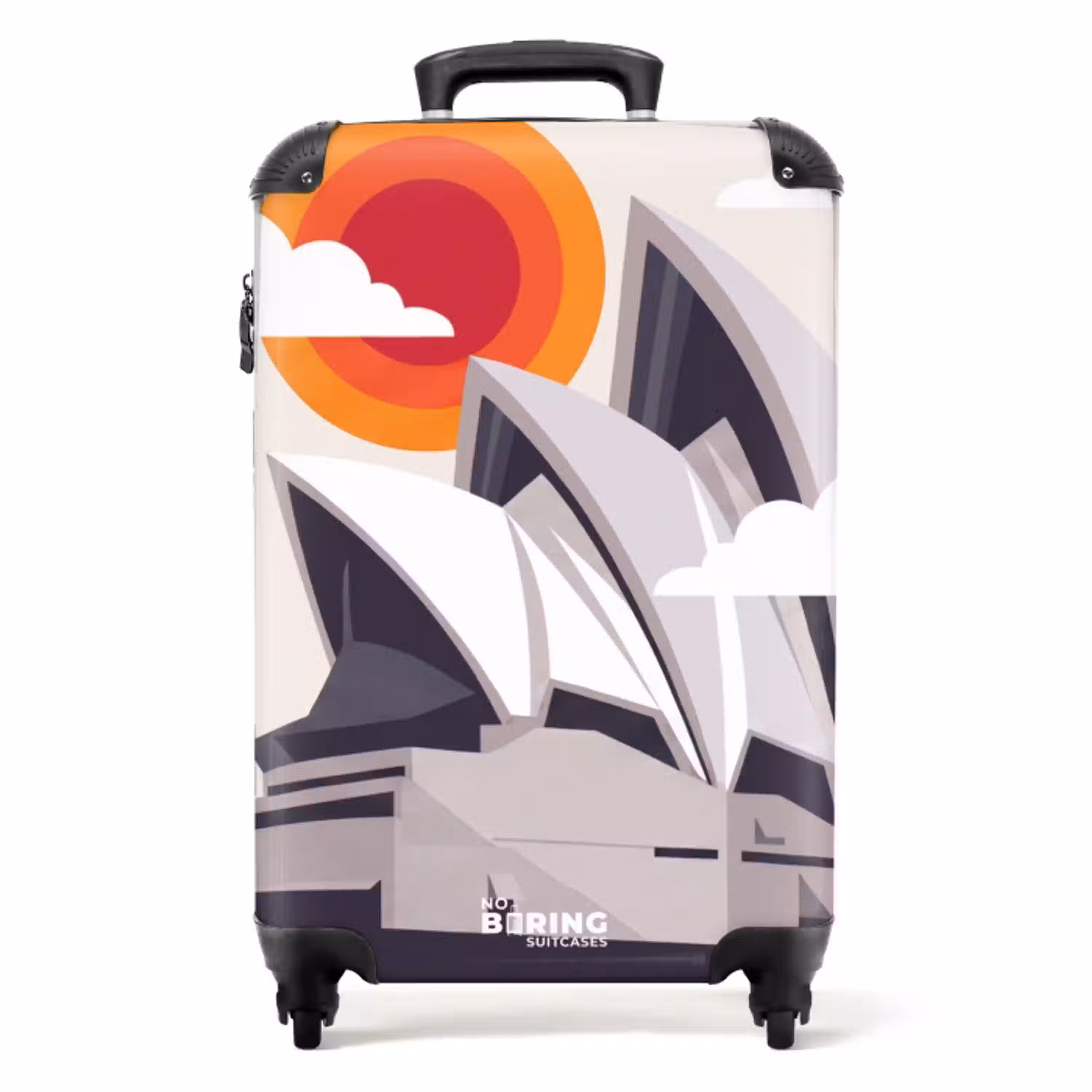 Architectuur - Stadsgezicht - Modern - Grijs - Oranje NBS - Handbagage koffer - Volwassenen Unisex middel -productfoto_recht