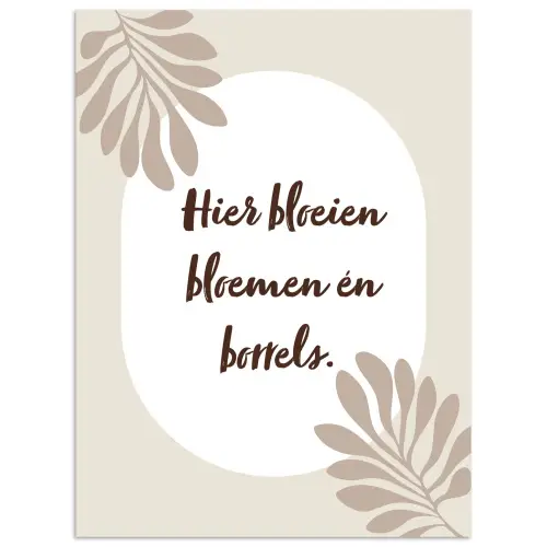 Bloemen - Quote - Zomer - Beige poster papier klein -3d