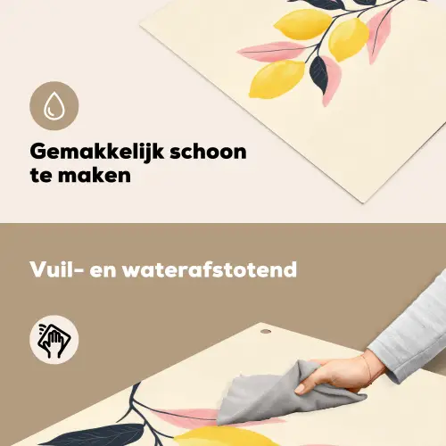 Citroenen - Felgeel - Tak - Bladeren Inductie beschemer met haakjes klein -ky-schoon-nl