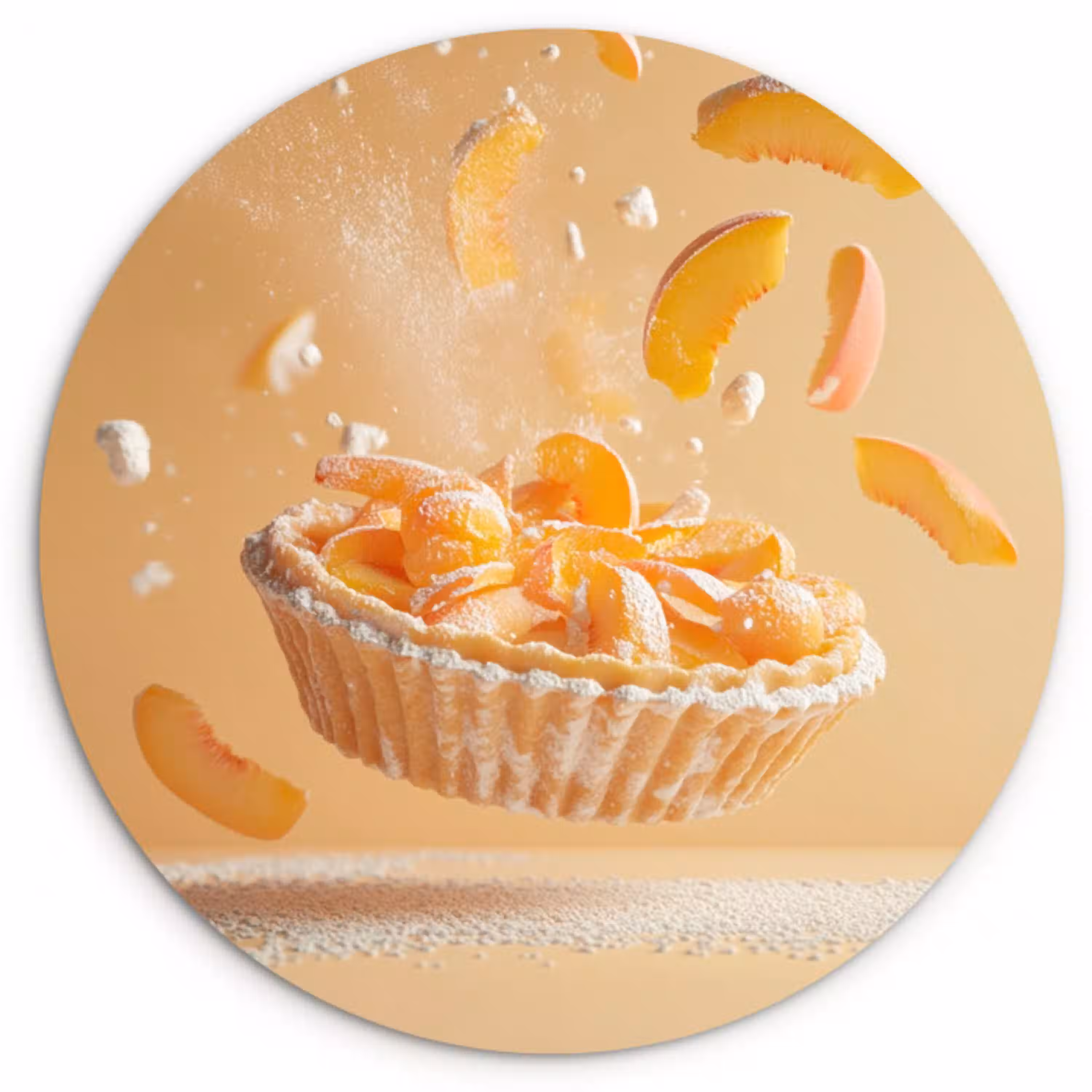 Peach - Eten - Taart - Oranje Wandcirkel plexiglas klein -3d