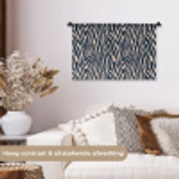 Zebra - Patroon - Blauw - Beige Wandkleed katoen klein 269 -sfeer1