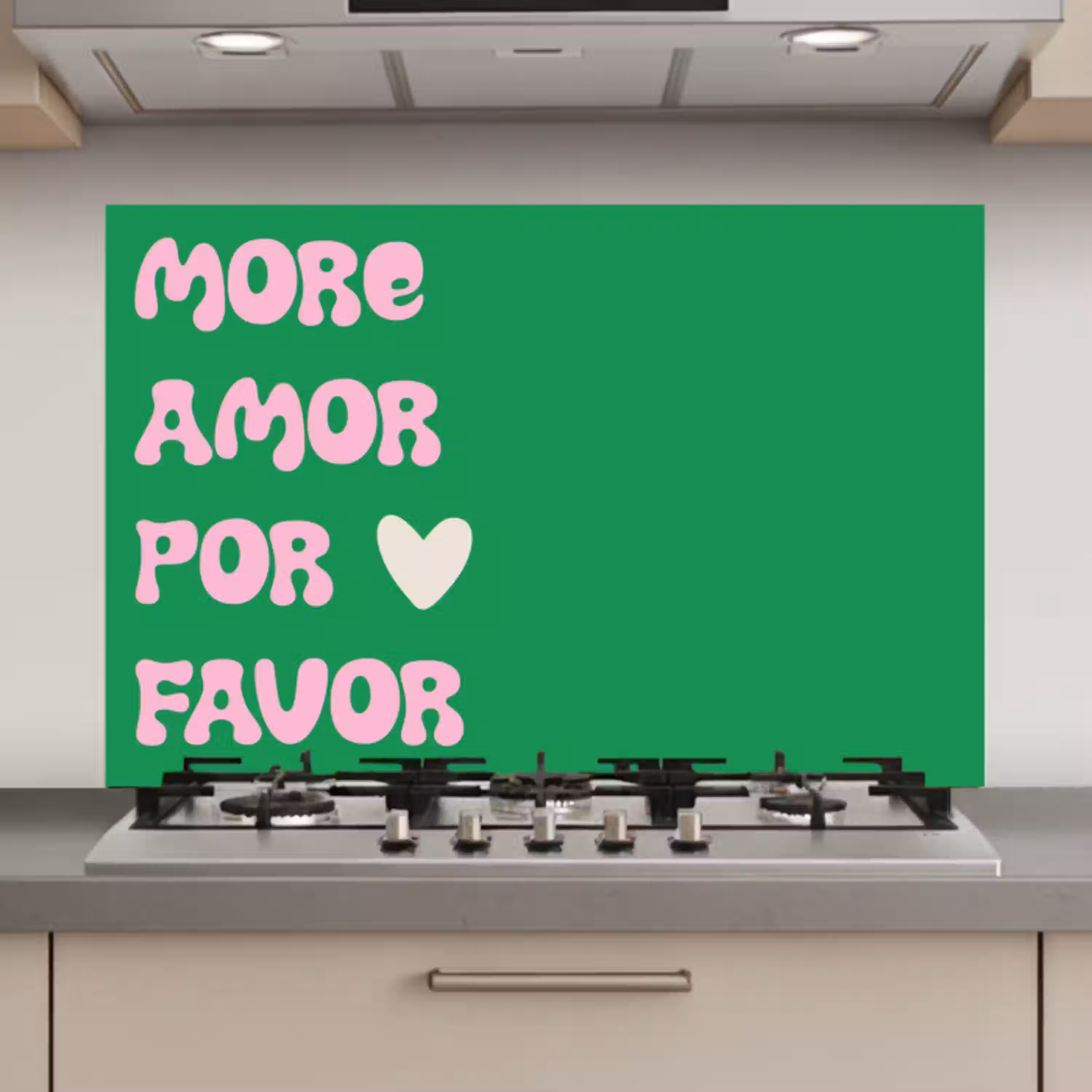 Amor - Valentijn - Groen - Tekst keuken achterwand spatscherm klein -3d_website