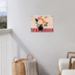 Vaas - Bloemen - Vlinder - Rood tuinposter los doek klein -sfeer8