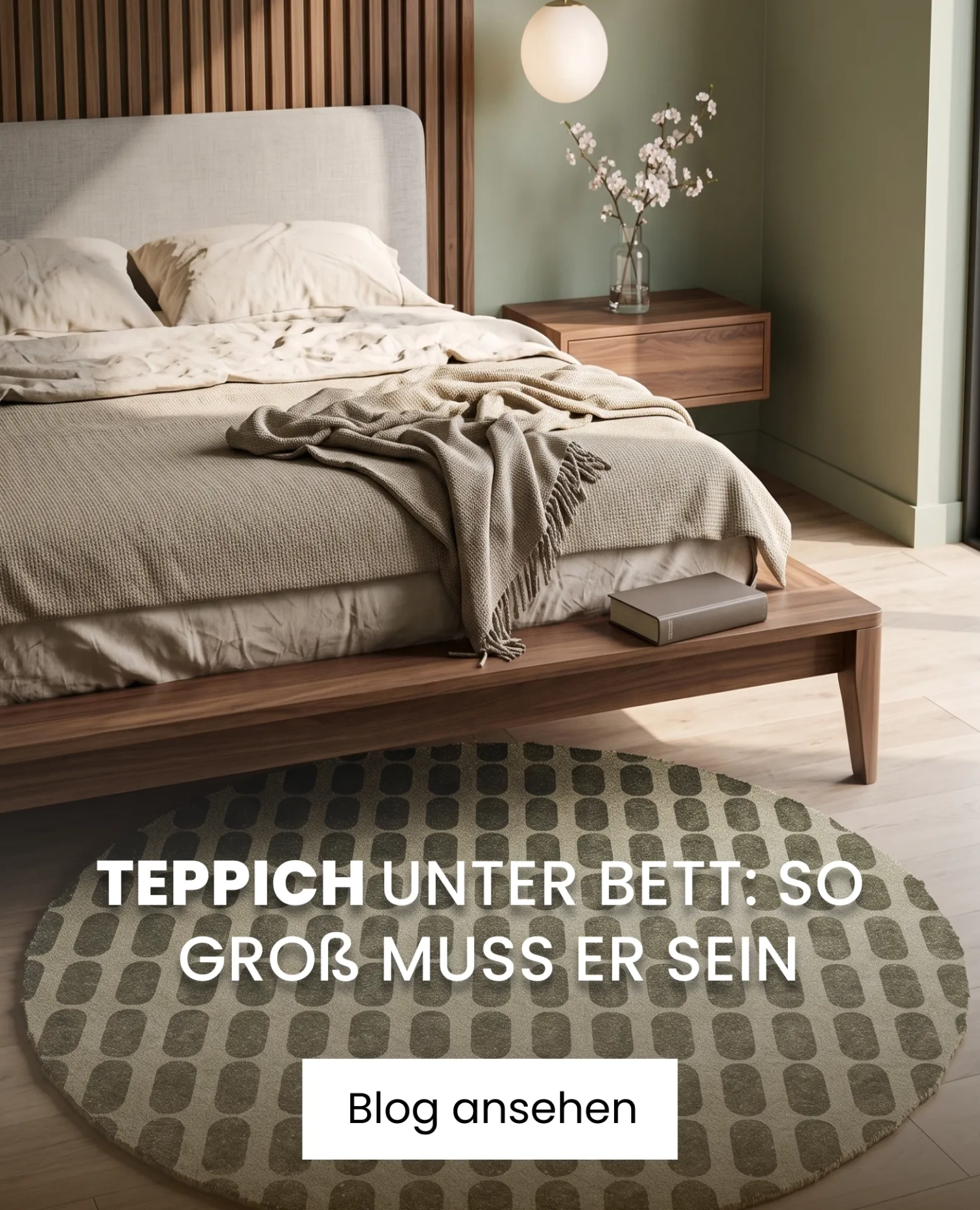 Grüner Teppich unter bett