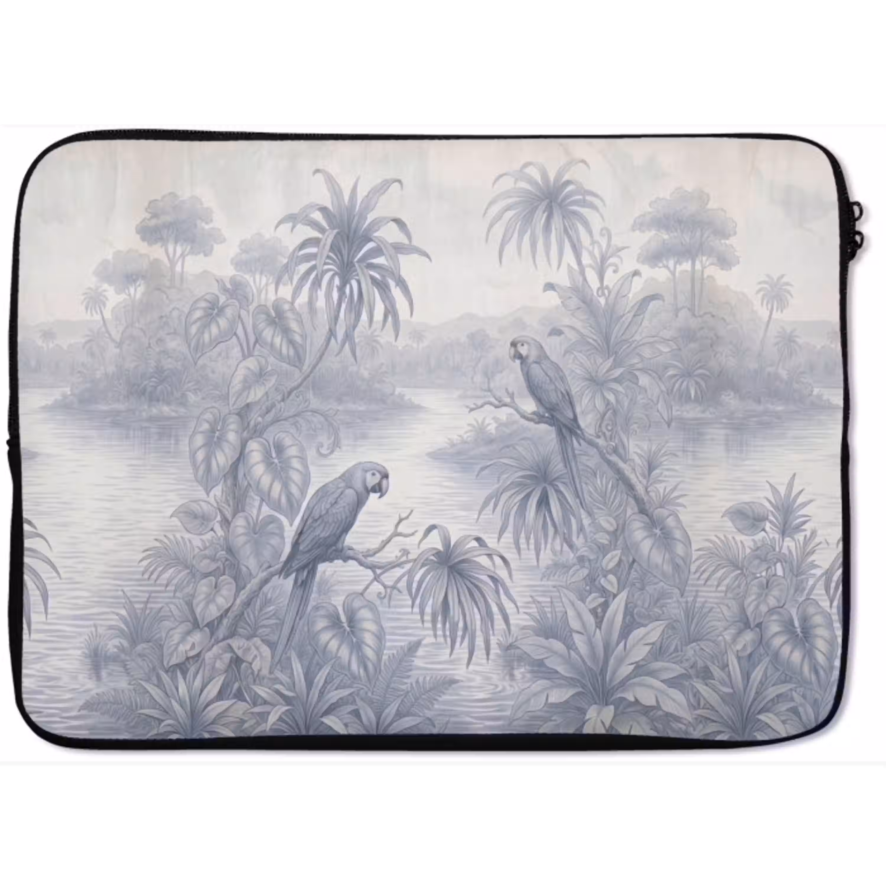 Vogel - Rivier - Tropisch - Illustratie - Blauw laptophoes neopreen klein -zkaufland3dotto
