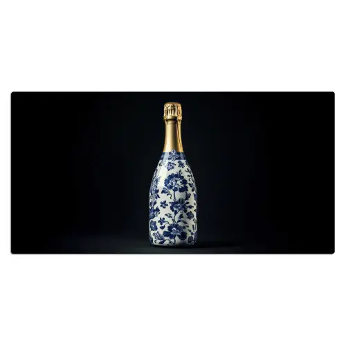 Champagne - Bloemen - Goud - Chique Muismat XXL klein -3d_leeg