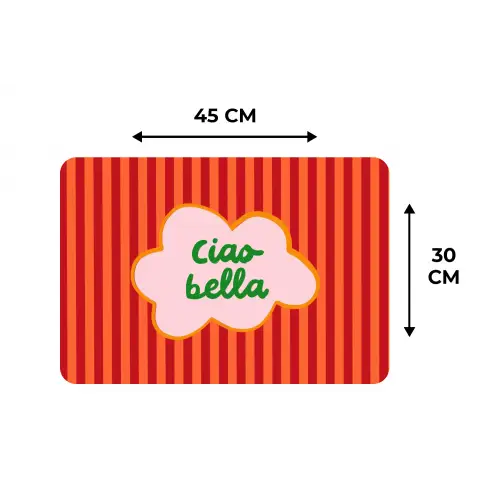 Ciao bella - Tekstwolk - Strepen - Oranje Placemat vinyl groot -specs
