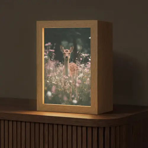 Hert - Wilde bloemen - Bos Light Box met kabel (Tafellamp) klein -z3d_website
