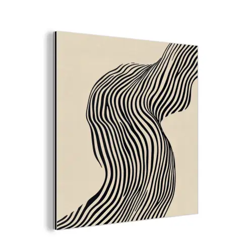 Golvend - Lijnen - Abstract - Silhouet aluminium wit klein -3d
