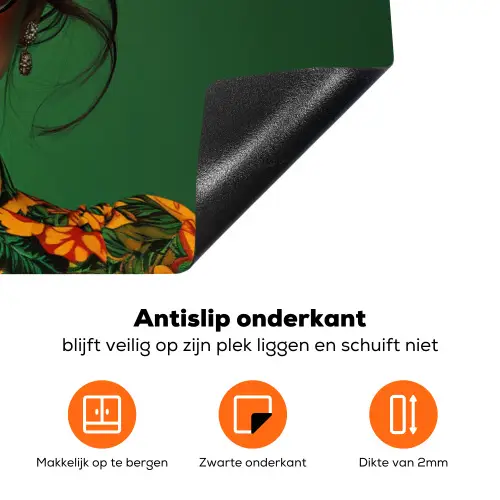 Vrouw - Groen - Modern - Bril - Abstract Inductie beschermer vinyl 3mm klein -zzzzzzz-td-onderkant