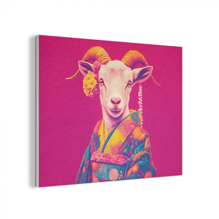 Geit - Hoorns - Kimono - Kleurrijk PET vilt klein -3d