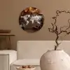 Wereldkaart - Poedersuiker - Hout Wandcirkel plexiglas klein -sfeer1