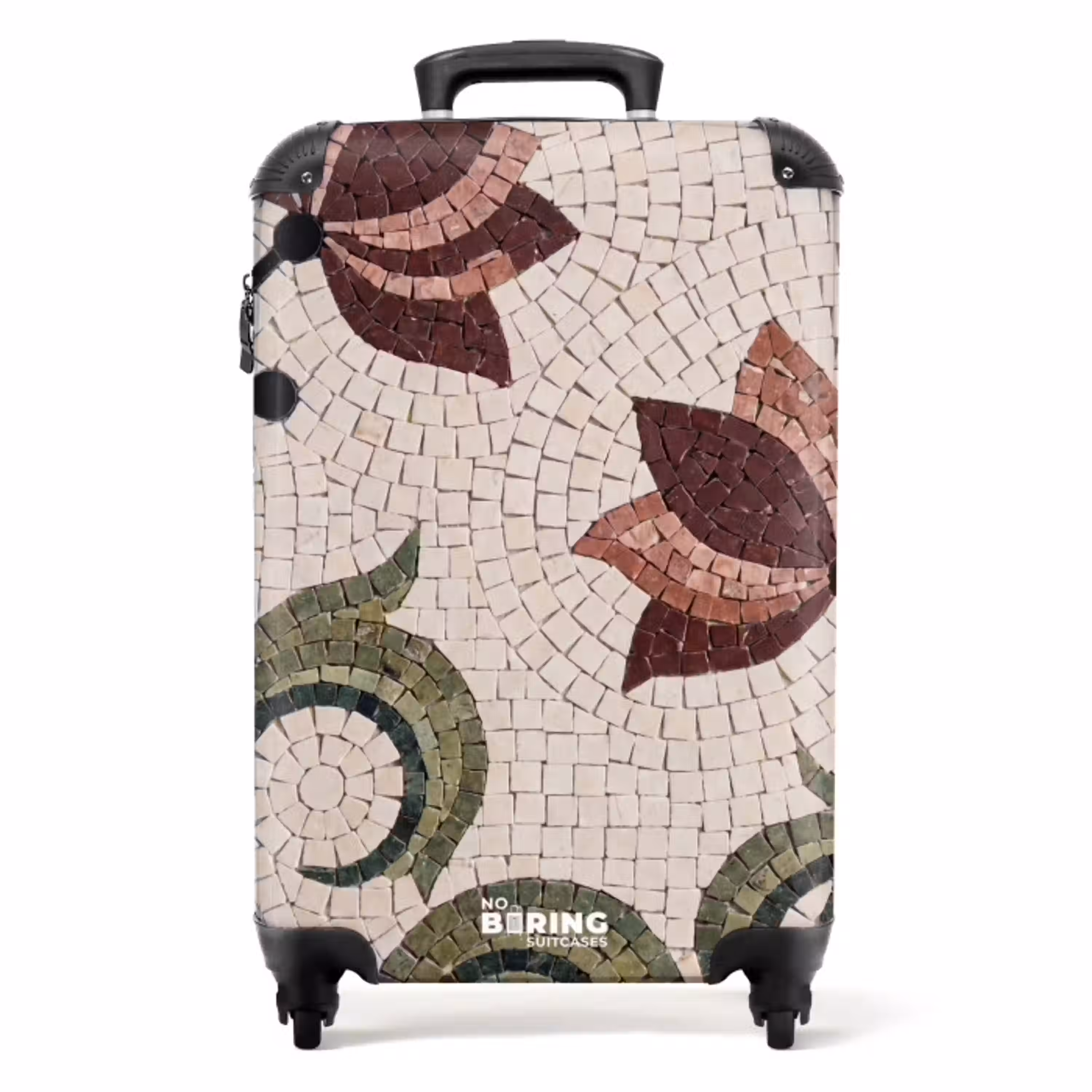 Bloemen - Mozaïek - Patroon - Abstract - Groen NBS - Handbagage koffer - Volwassenen Unisex middel -productfoto_recht