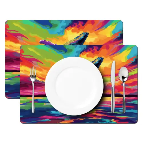 Zonsondergang - Walvis - Geschilderd - Kleurrijk Placemat vinyl groot -zzsfeer2_Kitchenyeah-website