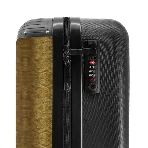 Goud gele slangenhuid met symmetrische schubstructuur NBS - Handbagage koffer - Volwassenen Unisex middel -slot