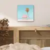 Palmboom - Strandhuis - Roze aluminium wit klein -sfeer3