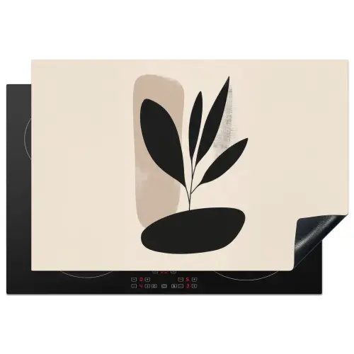 Plant - Beige - Japandi Inductie beschermer vinyl 3mm klein -3d