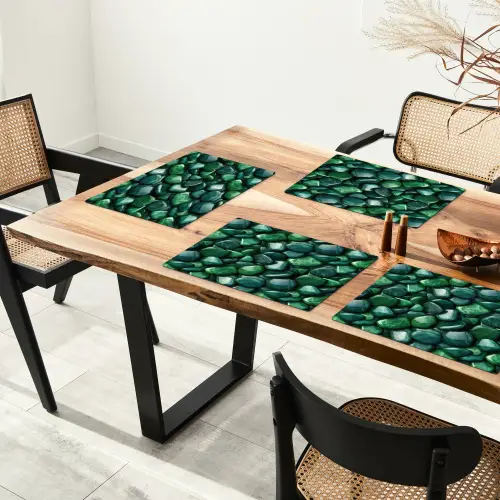 Groen - Glanzende - Kiezels Placemat vinyl groot 368 -zzsfeer4_Kitchenyeah-website