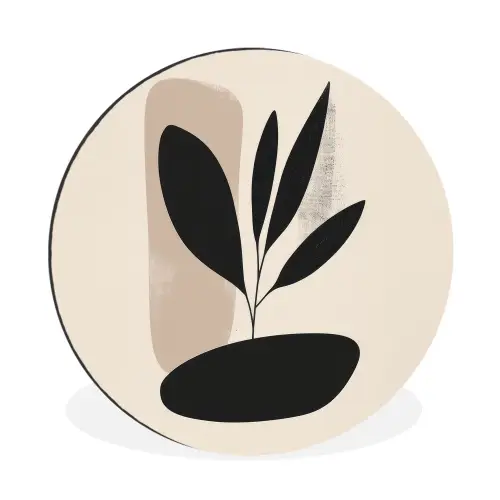 Plant - Beige - Japandi Wandcirkel aluminium klein -3d