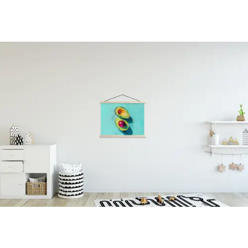 Avocado - Groen - Pit - Schaduw textielposter latten blank klein -kinderkamer