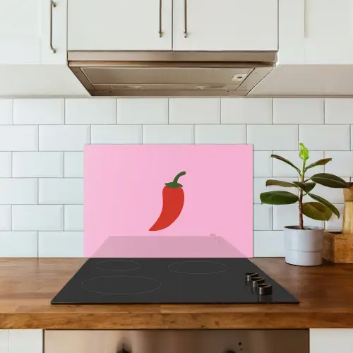 Peper - Rood - Illustratie keuken achterwand spatscherm klein -sfeer2