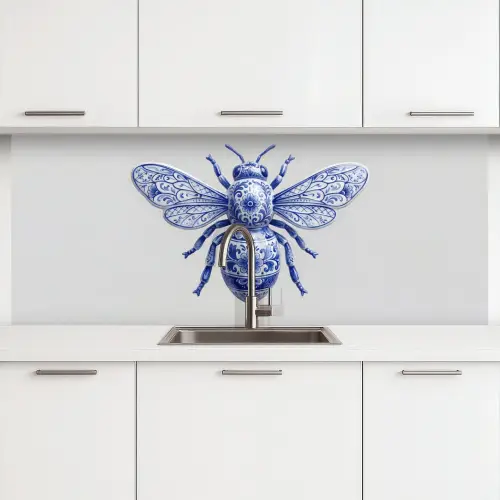 Bij - Modern - Delfts - Blauw keuken achterwand 2 middel -3d