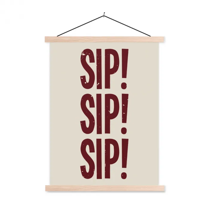 Japandi - Vintage - Decoratie - Rood textielposter latten blank klein -3d