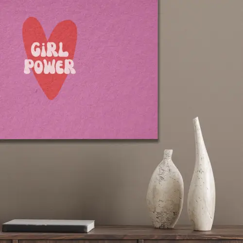 Girl power - Hart - Roze - Rood PET vilt klein -sfeer6_closeup