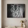 Tijger - Dier - Zwart - Blauw - Modern Textielframe zwart klein -sfeer2