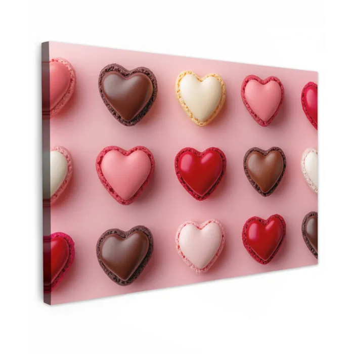 Macarons - Hartjes - Kleurrijk - Roze canvas 2cm klein -z3d