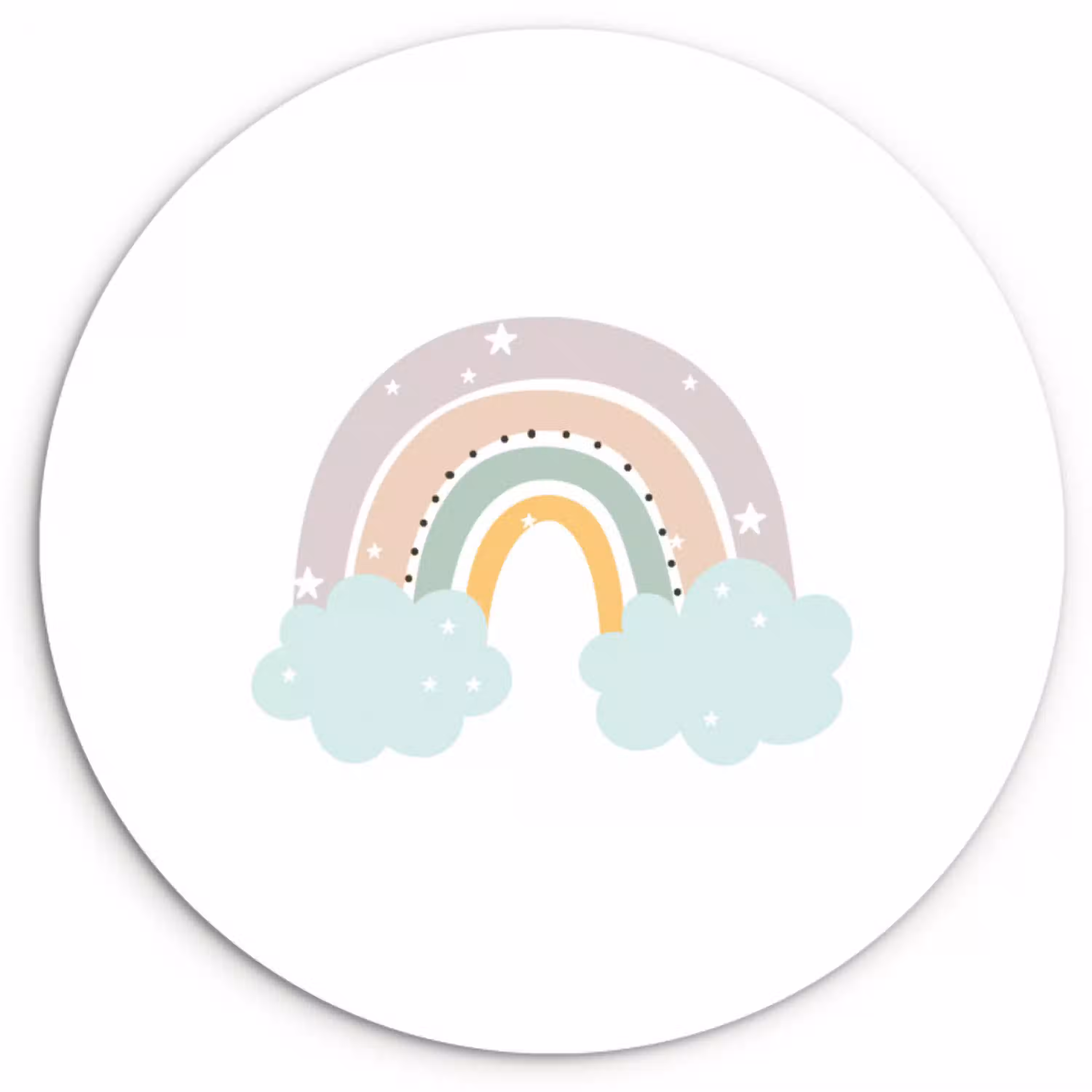 Regenboog - Sterren - Stippen - Wolken - Kinderen Wandcirkel kunststof plaat 5mm dik klein -3d