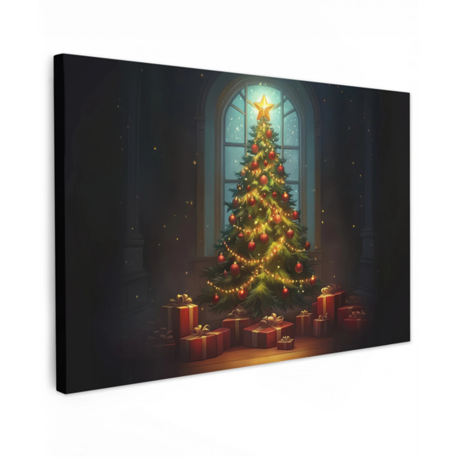 Kerstboom - Cadeau - Kerst - Winter Tuinposter op houten frame 2 cm dik klein -3d